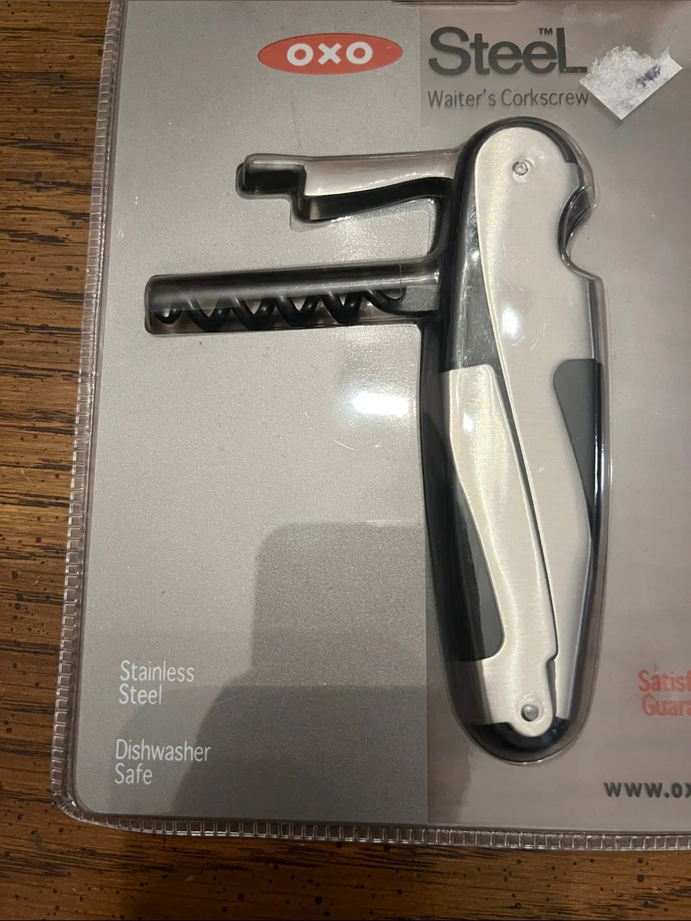 OXO Steel Double Lever Corkscrew - Silver and Black